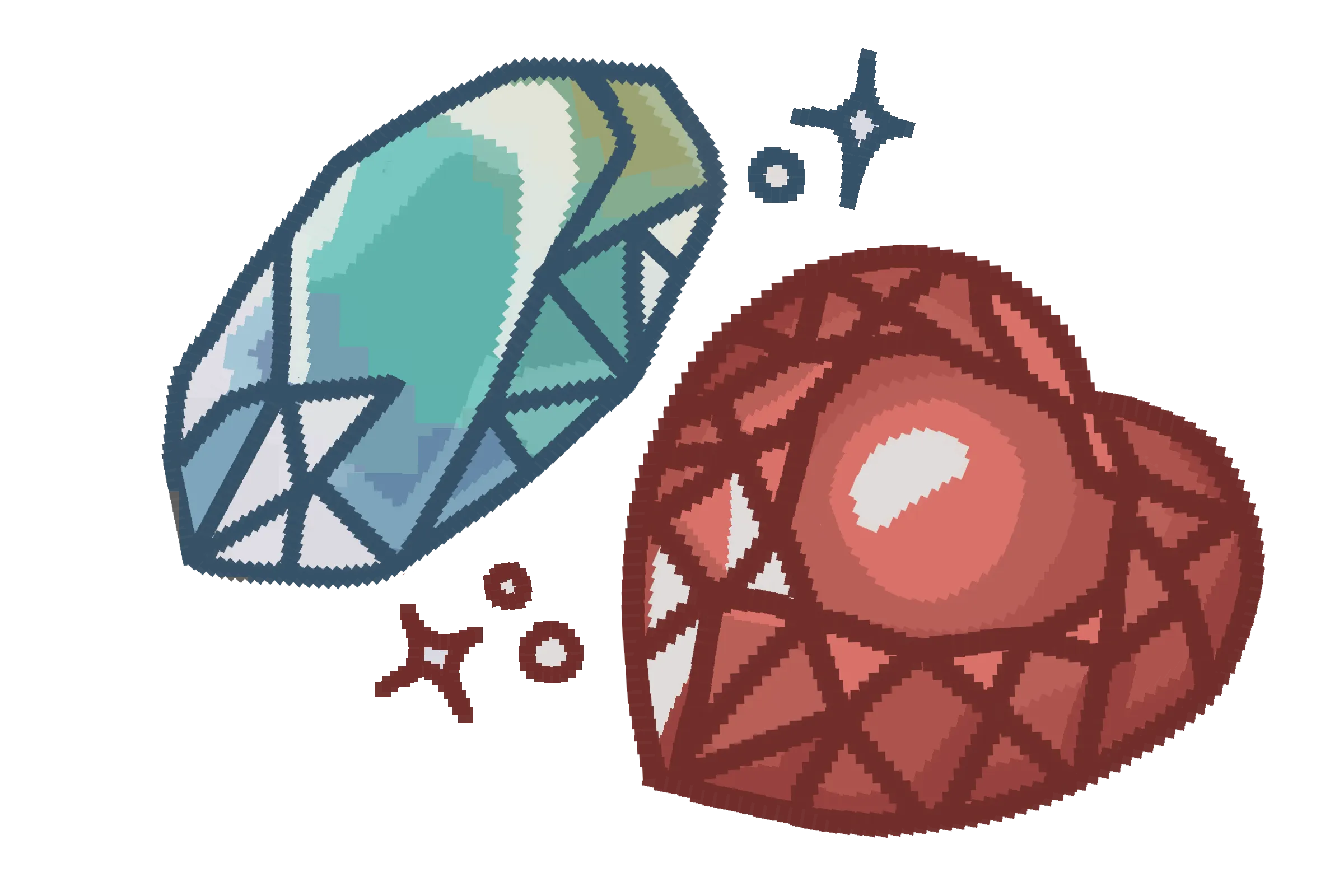 An illustration of two Webkinz gems.