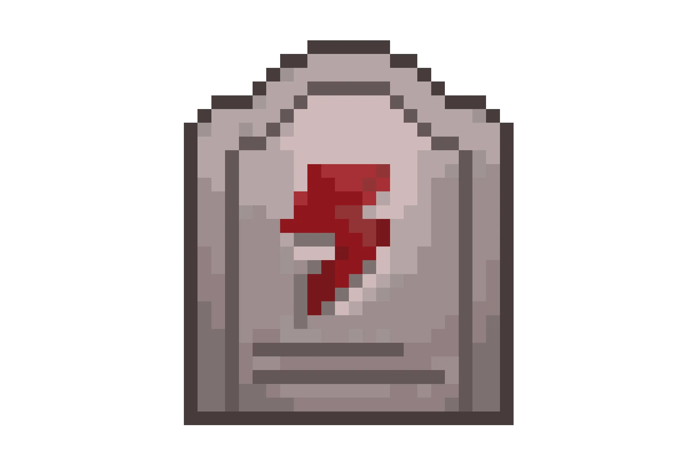 An illustration of a pixelated gravestone with a lightning bolt on it.