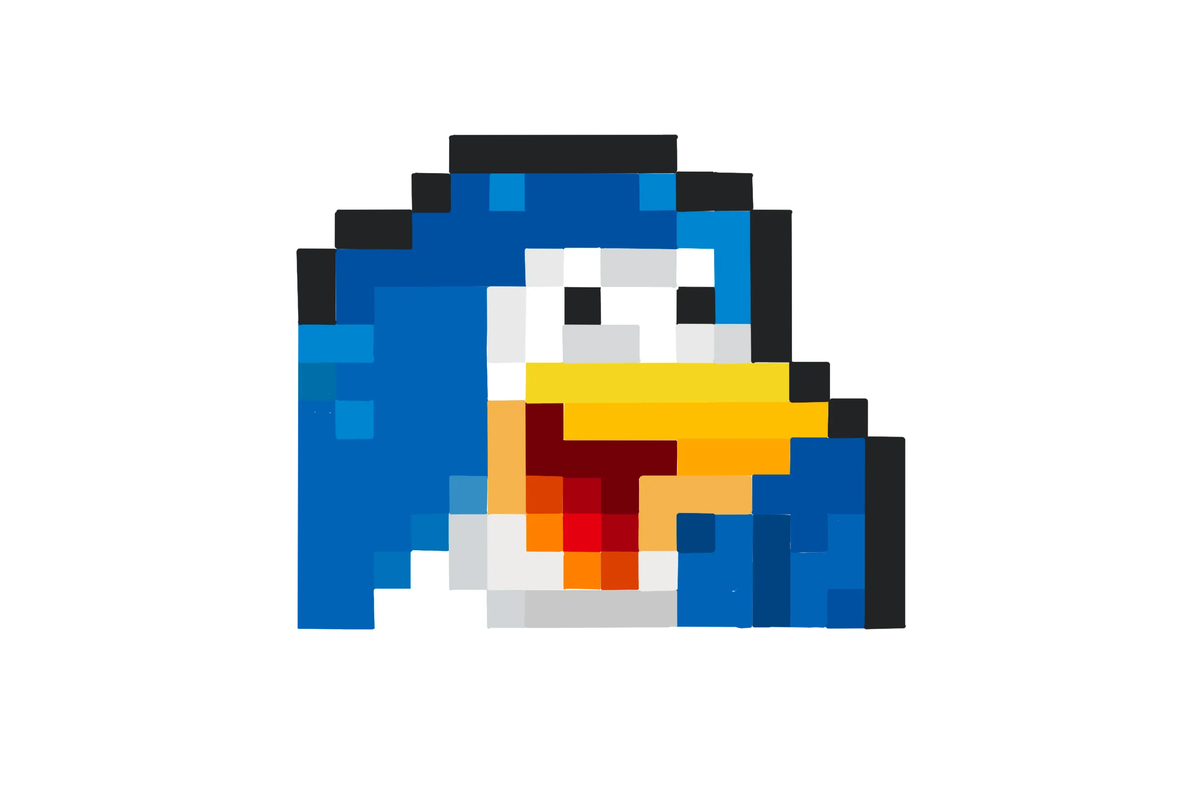 An illustration of a pixelated Club Penguin character.